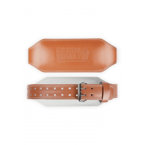 6 INCH PADDED LEATHER LIFTING BELT - BROWN