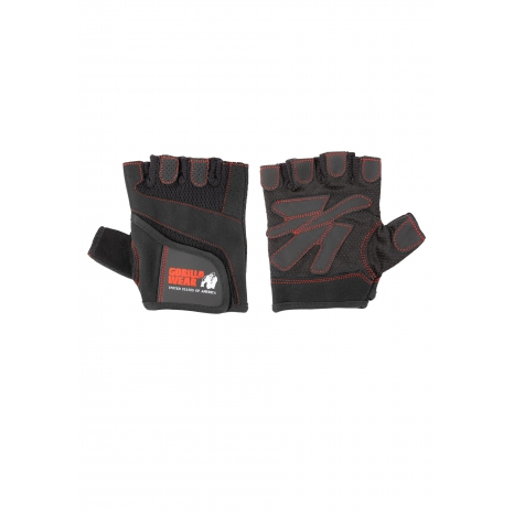 WOMEN'S FITNESS GLOVES - BLACK/RED STITCHED