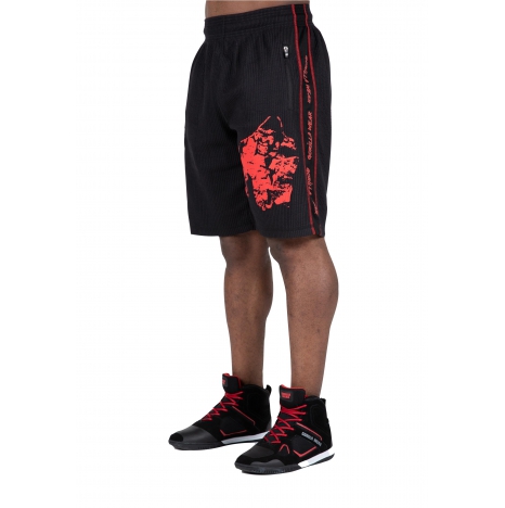 BUFFALO OLD SCHOOL WORKOUT SHORTS - BLACK/RED