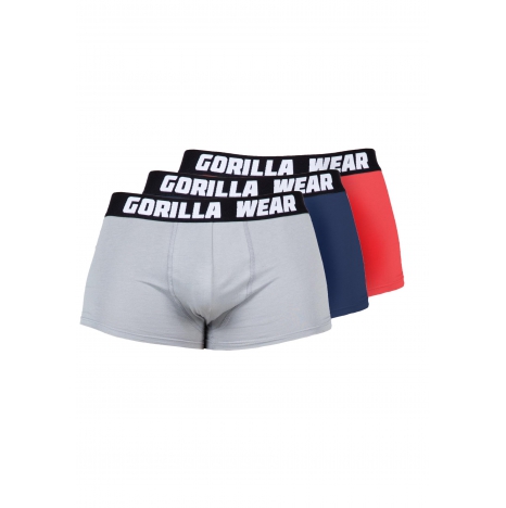 BOXERSHORTS 3-PACK - GRAY/NAVY/RED