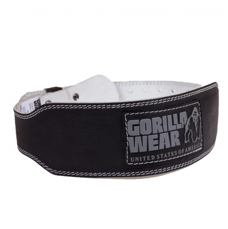 4 INCH PADDED LEATHER LIFTING BELT - BLACK/GRAY