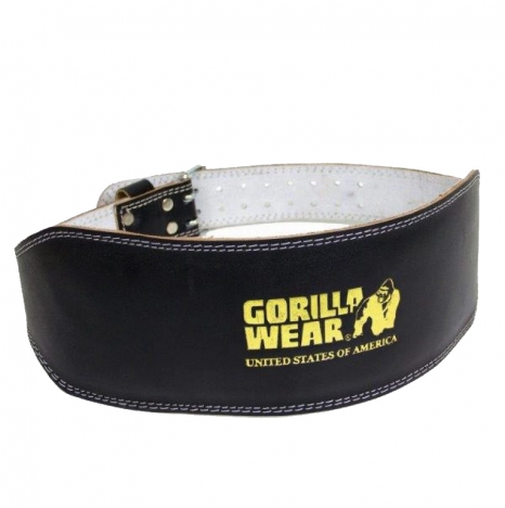 6 INCH PADDED LEATHER LIFTING BELT - BLACK/GOLD