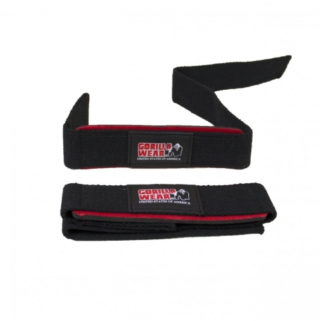 PADDED LIFTING STRAPS - BLACK/RED